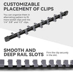 ALOANES 12-PC ABS Socket Organizer, 1/2", "3/8", "1/4" Drives, Heavy Duty Socket Racks, Black Rails with Gray Clips
