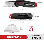 ARROW Utility Knife with Blade Storage Design, Quick Change Box Cutter, Speed Release Folding Knife with Belt Clip and Landyard Hole, Extra 13 Pieces SK2 Blades Included