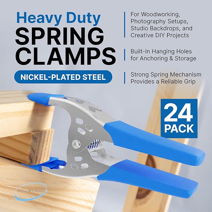 Lot of 24-6" inch Spring Clamp Large Super Heavy Duty Spring Metal Blue - 2.5 inch Jaw opening