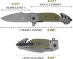 Snake Eye Tactical Heavy Duty Every Day Carry Folding Pocket Knife (Green-1019)