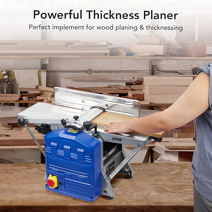 Power Benchtop Planer, TROPOW 1250W Powerful Benchtop Planer, 7.8Inch Width Worktable, Low Dust Work, Worktable Thickness Planer Low Noise Ideal for Hard and Soft Wood Planing