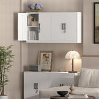 Wall Cabinet,Metal Storage Cabinet with 2 Doors,Locking Wall Cabinets for Office,Home,White