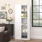 GREATMEET 71" Metal Tall Pantry Storage Cabinet, Food Pantry Cabinet, White Cupboard with Anti-Tipping Kit for Kitchen Tools Storage for Dining Room, Living Room Garage and Bathroom
