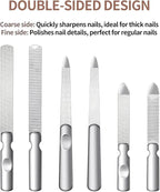 Metal Nail File (2 Pcs), Nail Files for Natural Nails & Toenails, Thick Nails Made of Stainless Steel, Double Sided Metal Nail Files with Anti-Slip Handle for Fingernail Toenail, Home or Salon Use