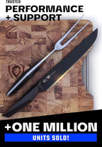 Dalstrong Carving Knife & Fork Set - 9" Blade - Shadow Black Series - Black Titanium Nitride Coated - High Carbon - 7CR17MOV-X Vacuum Treated Steel - Carving Set - BBQ Knife - Sheath - NSF Certified