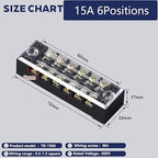 Terminal Block (8 Sets) 8Pcs 6 Positions Dual Row 600V 15A Screw Terminal Strip Blocks with Cover&8Pcs Pre-Insulated Barrier Termina Block Strip& 48Pcs Insulated Fork Wire Connector