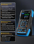 【Upgraded Model 2*P6100 Probe】 FNIRSI 3 in1 Oscilloscope/Multimeter/DDS Signal Generator with 2 Channels, 10MHz Bandwidth, 50MSa/s Sampling Rate, 10000 Counts, Voltage, Current, Capacitor, Resistor
