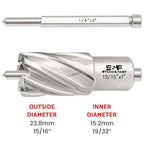S&F STEAD & FAST Annular Cutter, 15/16" Cutting Diameter x 1" Depth of Cut for Magnetic Drill Press, Drill Bit Cutter, Mag Drill Bits with Pilot Pin