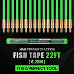 22FT Fiberglass Running Electrical Wire Cable Glow Rods Wire Pulling, Fish Rods Electrical Kit with 8 Different Attachments and Fish Tape Wire Puller Kit
