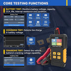 AUTOOL Car Battery Tester 12V 24V Battery Load Tester 30-2000 CCA Automotive Battery Tester, Cranking Charging System Analyzer, Color Screen Data Review Reverse Polarity Protection