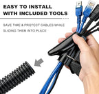 50FT 3/4 inch Split Wire Loom Tubing Kit with 2 Clamps - Flexible Abrasion Resistant Conduit for Automotive, Mechanical Cable Protection