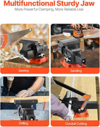 VEVOR Bench Vise, 5.5" Jaw Width, 5.5" Max Jaw Opening Multipurpose Vise with 360° Swivel Locking Base, 2.8" Throat Depth, Heavy Duty Ductile Iron Workbench Vise, Two-Way Jaws for Clamping Round Pipes