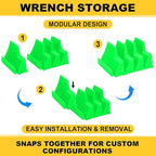 Chunful 100 pcs Modular Wrench Organizer Holder Wrench Tool Organizers Storage Racks Set with Metric & SAE Label for Tool Box Drawer Storage for Father Brother Professional Mechanics Men (Green)