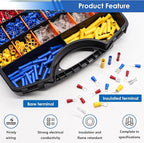 smseace 1100Pcs Crimp Wire Connectors with Crimping Tool Packed in Handheld box 22-10AWG Insulated Crimp Spade/Fork/Ring/Butt Electrical Speaker Wire Connector