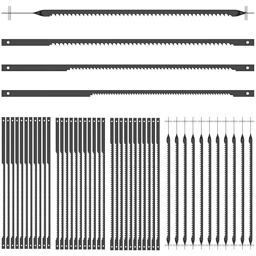 4 Inch Scroll Saw Blades, 48pcs Pin End Scroll Saw Blade Replacement for MS20 MS20-01 MS51-01 MS52-01 MS53-01, High Carbon Steel Saw Blade 15TPI 18TPI 24TPI for Wood Metal Plastic Cutting