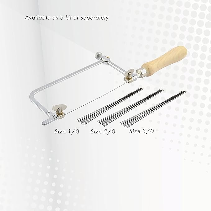 Artistic Wire Jewelers Saw Frame Kit - Jewelers Saw with 36 Blade Assortment (3/0, 2/0, 1/0 Sizes) - Ideal for Jewelers, Silversmiths, Hobbyworkers, DIYers