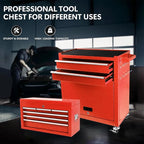 Rolling Tool Chest with Wheels, 8-Drawer Tool Box Organizer with Lock, Detachable Top Cabinet, Sliding Drawers, Tool Storage Cabinet for Garage & Workshop, Red