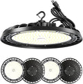 LED High Bay Light 200W, 12' UFO Commercial Lighting Fixture w/Isolated Power Supply, w/Plug for Garage Shop Warehouse Workshop, 5000k 28000lm Dimmable IP65 UL ETL Listed (4 Pack)