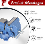 findmall Multipurpose Heavy Duty Multi-Jaw Vise with Swivel Base and Head for Clamping Fixing Equipment - 360-Degree Rotation, Home or Industrial Use (4 inch)