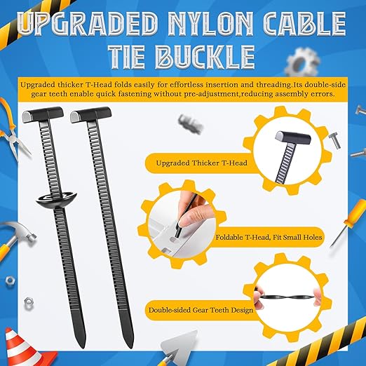 70 Pcs Nylon Universal Cable Tie Buckle Heavy Duty Self Locking Rivet Zip Ties Multifunctional Nylon with Pin Button Design Plastic Cable Tie Tool Fastener for Car Daily Auto Fixing