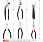 FASTPRO 6-Piece Utility Pliers and Wrench Set, Includes 10" Groove Joint, 10" Slip Joint, 8" Linesman, 8" Long Nose, 6" Diagonal Pliers and 8" Adjustable Wrench