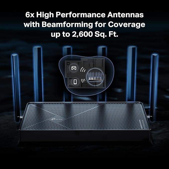 TP-Link Tri-Band BE9700 WiFi 7 Router Archer BE600 | 10G WAN/LAN +2.5G WAN/LAN +3× 2.5G LAN Ports, New 320Mhz Channel | Covers up to 2,600 Sq. ft and 120 Devices|VPN, HomeShield for Network Security