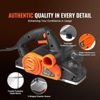 VEVOR Electric Hand Planer, 3-1/4" Width Corded, 16500 RPM High-Speed Powerful Handheld for Woodworking, Wood Chamfer DIY, Smooth Finish Carpentry Tool, FCC-SDoC