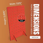 Torched Pegboard Display Stand for Jewelry, Craft Shows, Selling, Vendor Events, Tools, Peg Board Accessories Rack Organizer, Small 5.88" L x 4.3" W x 9.88" H, RED