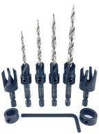 FTG USA Adjustable Wood Countersink Drill Bit Set #6#8#10#12 with Tapered Drill Bits for Woodworking