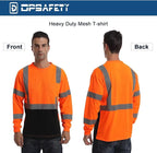 High Visibility Class 3 T Shirts，Hi Vis Safety Shirts with Reflective Strips and Pocket, Long Sleeve Quick Dry Mesh Construction Work Shirt for Men/Women Black Bottom Orange,5XL