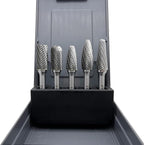 Carbide Burrs Set 5pcs, Double Cut Solid Carbide Rotary Burr Set 1/4" Shank for Die Grinder Drill,Metal Carving, Polishing,Engraving,Drilling by LU&MN