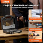 VEVOR Drill Bit Set, 101 Pieces Drill and Driver Bit Set, Screwdriver Bit Set Suitable for Wood Metal Cement Drilling and Screw Driving, Drill Bit Sets Combo Kit Assorted in Organized Carrying Case