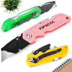 Folding Utility Knife 6-Pack, Quick-change Box Cutter for Cardboard and Boxes, Box Cutter Knife with Metal Clip, Back-lock Design Heavy Duty Box Opener with Extra 10 Blades (6-Pack)