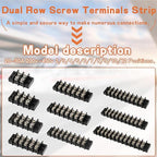 9 Circuits 9 Positions Terminal Block 20-30A 200-450V Dual Row Screw Terminals Strip with 54 PCS Heat Shrink Wire Fork Connectors(Pack of 3pcs)