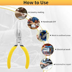 BOOSDEN 5" Needle Nose Pliers-10 Pack, Long Nose Pliers Set with Side Cutter, Mini Fine Needle Nose Pliers with Serrated Jaws, Precision Small Needle Nose Pliers for Jewelry Making/Electronics/Craft