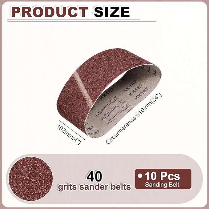 HARFINGTON 4 x 24 Inch Sanding Belts, 20 Pcs 40 Grits Aluminum Oxide Abrasive Belt Sander File Belt for Woodworking, Metal Polishing, Knife Sharpener