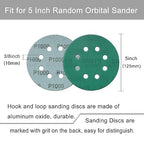 5 Inch 8 Hole Sanding Discs, 50 Pcs Wer Dry Sandpaper 1000 Grit Hook and Loop Green Polyester Film Backed Sanding Disc for Random Orbital Sander Wood Car Metal Plastic (1000 Grit, 50 Pack)