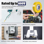 Yellow Electrical Tape Vinyl - 3/4 In 60 Ft PVC Electric Tape Flame Retardant Waterproof Rated Up to 600V Professional Grade For General Purpose Outdoor Indoor Electrical Wire Insulating Use