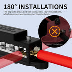 275A Bus Bar 12V Power Distribution Block Car Audio Busbar 6 x 5/16" (M8) Terminal Stud Positive & Ground Battery Bus Bar