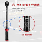 AEROFORCE 1/2-Inch Drive Torque Wrench（15-165 lb.ft / 20.4-224.4 Nm),72 Tooth Dual Direction Reversible Ratchet, Dual Range Scales, Precision Calibrated for Bike, Motorcycle and Car Repair