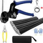 Metal Zip Ties Black & Stainless Steel Cable Tie Gun, for Fastening and Cutting Stainless Steel Zip Ties, 150pcs (8" 11.8" 15.75") fence ties for Chain Link Fence, Chicken Coop