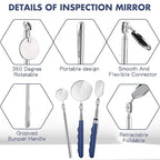 3 Pieces Telescoping Inspection Mirror Stainless Steel Extendable Mechanic Mirror with Long Handle Tool for Technicians Mechanics Contractors (50/25/30 mm,Round,Oval,Round)