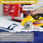 Cordless Electric Scissors, 4V Box Cutter & Cardboard Cutter with 2 Titanium Blades - Rotary Cutter with LED Light for Fabric, Leather, Carpet, Plastic, Crafting + Storage Case (Yellow)