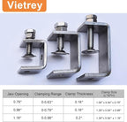 Stainless Steel C Clamps, Mini Tiger Clamp Set for Mounting, Heavy Duty Metal U Clamps, Small Desk G-Clamp with 1.18 Inch Stable Wide Jaw Opening for Metal Working Woodworking Welding Building (6pcs)