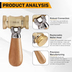 HONGDUI Wooden Mallet, Woodworking Brass Chisel Mallet, Woodworking Tools Wooden Hammer Carpentry Tools for Floor Furniture Tile