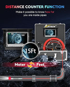 Anysun Sewer Camera with Locator, Self Leveling, Distance Counter, 512Hz Pipe Inspection Camera with DVR Recorder, Waterproof IP68 Plumbing Camera, Industrial Drain Camera w 7" HD Color Screen(100Ft)