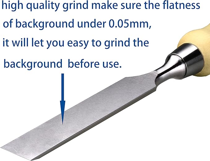 6 Piece Bevel Edge Wood Chisel Set 1/4 inch(6mm), 3/8 inch(10mm), 1/2 inch(12mm), 5/8 inch(16mm), 3/4 inch(20mm), 1 Inch(26mm) with Hornbeam Handles and Stainless Steel Ferrules