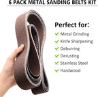 2 x 72 Inch Sanding Belts, 36 Grit Calcined Aluminum Oxide Metal Sanding Belts, 2x72 Belt Sander Sanding Belt for Metal Polishing,6 Pack(2x72in,36 Grit)