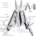 Multitool Stainless Steel Multi-Tool Pliers 22-in-1 with Safety Locking, Pocket Knife, Bottle Opener, EDC Equipment With Pocket Clip for Survival, Camping, Hunting and Hiking.