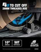 CRALY 10 Inch 50 Teeth Steel and Ferrous Metal Cutting Circular Saw Blade, 5/8 Inch Arbor, Thin Kerf, Professional Carbide Tipped Blade for Angle Iron, Threaded Rod, EMT Conduit(C1050MC)